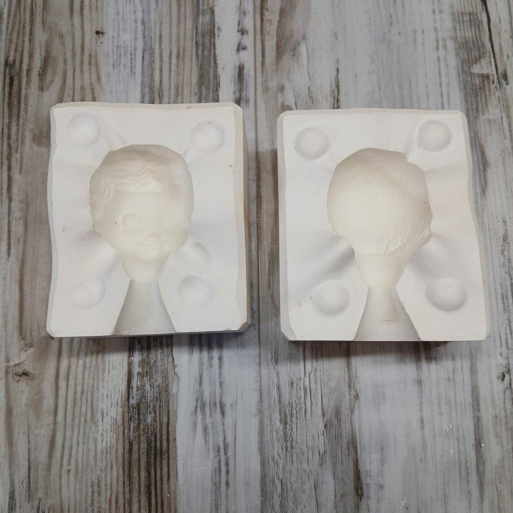 Vintage Bell Mold 985 Ceramic Slip Casting‎ Doll Head Plaster Mold 2 Piece Set